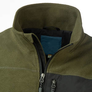 Veste polaire personnalisée pour homme, couleurs personnalisées, 240g, hybride, décontractée, couche intermédiaire, poche contrastée sur la poitrine, OEM, vente en gros, broderie - Product Image 4