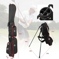 Sac de support de golf compact en nylon léger à double sangles multi 6 poches avec capuche de couverture de pluie sacs de golf portables sacs avec logo personnalisé