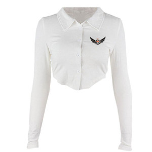 เสื้อยืดครอปแขนยาวคอกลมสำหรับผู้หญิง - Product Image 4