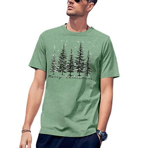 Holiday Casual T-Shirt <b>For</b> <b>Men</b> Featuring Christmas Tree Motifs <b>Stocking</b> Print And Christmas Gift Inspired Design - Product Image 2