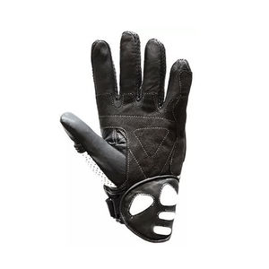 Tout nouveau noir et blanc moto équitation doigt complet gants en cuir perforé moto Auto course porter des gants pour hommes - Product Image 6