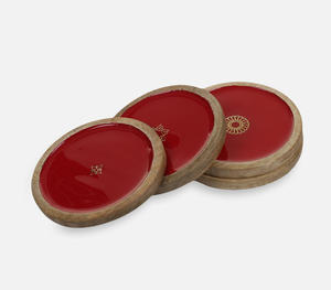 Juego clásico de 4 posavasos cuadrados de madera de nogal cortados a mano, rojos con 5mm de espesor, resistentes al calor, ecológicos, duraderos, elegantes - Product Image 3