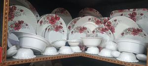 Ensemble de vaisselle réutilisable de qualité supérieure, peinte à la main, étanche, écologique, compatible micro-ondes, en porcelaine, kit d'ustensiles de table - Product Image 3