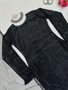 Ensemble trois pièces en Georgette Anarkali Salwar noir de haute qualité avec éclat brillant pour toutes les occasions - Product Image 4
