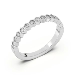 Anillo de boda de media eternidad con diamantes de corte redondo para mujer - Product Image 1