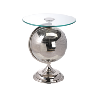 Table d'appoint traditionnelle Type de sculpture Plateau en verre arrondi Coin de meubles de salon Vente mondiale Table d'appoint de style