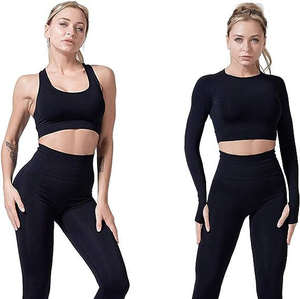 Conjunto de traje de Yoga sin costuras personalizado más vendido, entrenamiento, correr, 2 piezas, ropa deportiva, conjunto de Yoga para mujer - Product Image 3