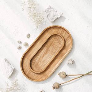 Plateau décoratif circulaire en bois moderne fait main forme ovale intérieure élégante comme pièce maîtresse circulaire intrigante pour les fêtes - Product Image 1