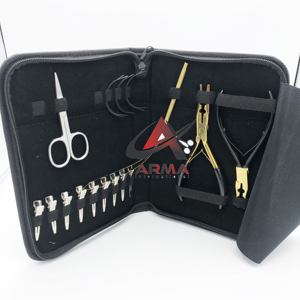 ชุดเครื่องมือสเตนเลสคีมตัดลูกปัดไมโครลิงค์สีดำชุดเครื่องมือสำหรับการต่อผมแบบทนทานออกแบบได้ตามต้องการ - Product Image 5