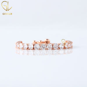 La mayoría de las ventas de diseño de moda Victoria corte redondo Moissanite 925 Plata Slider tenis pulsera ajustable para mujeres - Product Image 6