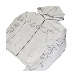 Sweat-shirt à capuche personnalisé pour homme en 100 % coton, nouvelle mode, polaire, avec fermeture éclair longue et poches, couleur unie, hiver, 380g, séchage rapide - Product Image 6