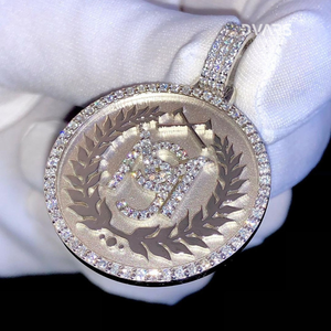 Colgante Personalizado con Letra o Símbolo VVS, Nombre/Número con Incrustaciones de Diamantes, Plata de Ley 925 Clásica, Chapado en Oro, Unisex, Joyería Personalizable - Product Image 3