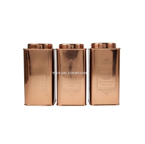 ชุดถังเก็บอาหารทำจากโลหะขัดเงาทองแดงทรงสี่เหลี่ยมภาชนะบรรจุชากาแฟมีขนาดแตกต่างกัน3ขนาด - Product Image 1