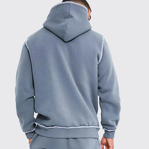 Alta calidad por encargo French Terry Pullover Hoodie Streetwear Oversized Drop Shoulder Hoody Contraste Stitching para el invierno - Product Image 5