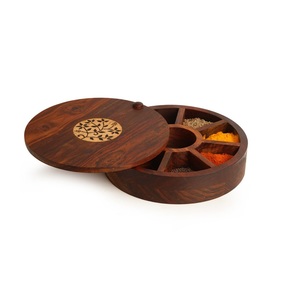 Boîte à épices carrée en bois faite à la main nouveau Style maison cuisine herbe et épices outil utilitaire conteneur de l'Inde - Product Image 5