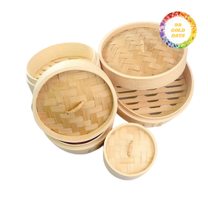 Panier vapeur en bambou écologique avec support de casserole, empilable et durable pour une utilisation quotidienne sur les cuisinières à gaz et à induction - Product Image 1