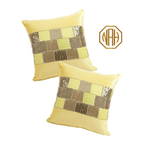 Vente en gros directe d'usine conception personnalisée de luxe perlé paillettes embelli canapé décor jeter taies d'oreiller jaune housses de coussin - Product Image 4