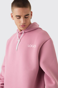 เสื้อฮู้ดโอเวอร์ไซส์สำหรับผู้ชายเสื้อมีฮู้ดบุผ้าเทอร์รี่ระบายอากาศได้ดีมีสไตล์สีชมพูขนาดใหญ่มีตราสินค้าใหม่ - Product Image 3