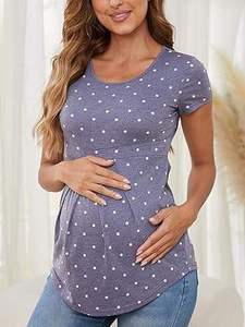 T-shirt de maternité en coton à manches courtes pour femme, respirant, imprimé, sur mesure, pour l'allaitement et la grossesse - Vente en gros - Product Image 2