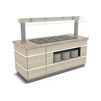 Buffet chauffant RMITMENT avec comptoir en céramique et acier inoxydable, dimensions personnalisées, vitrine de présentation pour restaurant et hôtel