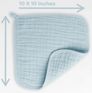 Gant de toilette personnalisé en mousseline de coton biologique à six couches, lot de 6 vêtements pour bébés-impression couleur bleu ciel - Product Image 2