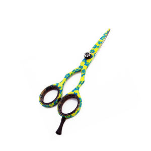 Tijeras de corte de pelo de acero inoxidable con revestimiento de papel de flores, tijeras de peluquero de 5 pulgadas, tornillo ajustable para peluquería, reposapiés - Product Image 2