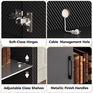 Support <span class=keywords><strong>TV</strong></span> Gaming en Fibre de Carbone avec Éclairage LED, Grand Centre de Divertissement pour Téléviseur 80 Pouces, Console Multimédia – Vente en Gros - Product Image 4