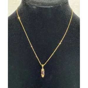 Collar chapado en oro de 14 quilates de calidad AAA+ con colgante de piedra preciosa ovalada roja Cus-Jew62 - Product Image 1