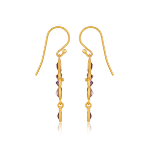 ต่างหูห้อยประดับคริสตัลอเมทิสต์ทรงกากบาทชุบทอง 24k ดีไซน์สวยหรู พร้อมกรอบเงิน จากผู้ผลิตเครื่องประดับ - Product Image 4