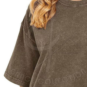 El mejor diseño de camisetas lavadas con ácido para mujer, patrón personalizado, cuello redondo, ajuste holgado, temporada de verano, suministro de agujeros, camiseta para mujer - Product Image 4