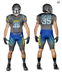 Venta al por mayor sublimación fútbol americano Jersey y pantalones conjunto de secado rápido de los hombres de poliéster uniforme de fútbol americano para conjuntos de equipos - Product Image 4