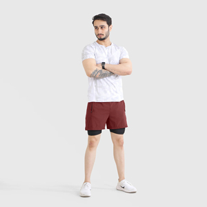 2025 Summer Double <b>Layer</b> Men's Sports Shorts Custom Gym Shorts for Yoga & Running Loose Casual Comfort Solid Pattern Wholesale - Product Image 6