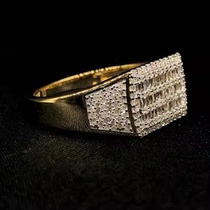 VVS Moissanite แหวนฮิปฮอปชุบทอง/เหลืองลายดาวเครื่องประดับงานแต่งงานสำหรับผู้ชายและผู้หญิง - Product Image 2