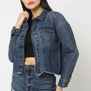 2024 Meilleure vente Logo personnalisé imprimé femmes Denim veste élégant à manches longues poche Style automne coton rempli XL OEM entretenu - Product Image 1