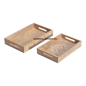 Plateau de service en bois de table Designer fait à la main en gros plateau de service classique élégant nouveau plateau à chocolat en bois - Product Image 5