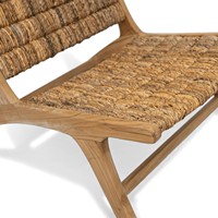 Chaise longue d'extérieur en fibre de banane/roches de mer tressées à la main avec cadre en teck, design européen moderne et luxueux, vente en gros, pour patio en bois
