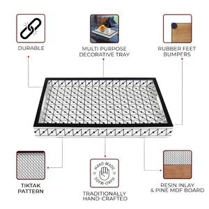 Chargeur rectangulaire de luxe en forme d'écuyer au design floral fait à la main, plateau d'incrustation indien en incrustation d'os, plateau de service pour la décoration intérieure - Product Image 3