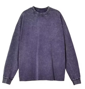 Sudadera de Estilo Vintage, Tejido French Terry, Lavado Ácido, Desgastada, Cuello Redondo, Talla Grande - Product Image 1