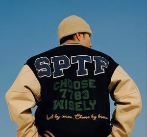 Varsity เสื้อแจ็กเก็ตเลตเตอร์แมนสำหรับโรงเรียนมัธยมปลาย,เสื้อแจ็คเก็ตแขนยาวปักโลโก้ตามสั่ง - Product Image 3