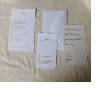 Handmade Biodegradable Recycled Straw Pulp Craft Paper Letterpress Printed Ivory Wedding Stationery Deckle Edged Menu Rsvp Cards