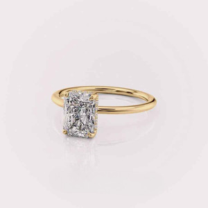 IGI Certified Radiant Cut Lab Grown Diamond Engagement-Wedding <b>Ring</b> with Hidden Halo in 9K Yellow / White & Rose Gold - Product Image 5