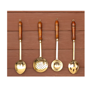 Cucharón de latón Cuchara Cucharón 5 piezas Artesanías Espejo Pulido Utensilios de cocina Gadgets Cuchara de cocina de latón Mejor precio - Product Image 6