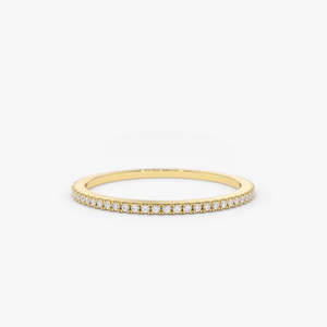 Slender Ultra <b>Thin</b> Micro Pave Lab Grown Diamond Eternity Band 0.28 Ctw G Color SI Clarity 14K Solid Gold Bridal Layering Piece - Product Image 3