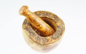 Mortero y mortero rústico de madera de Olivo-Molinillo de especias de hierbas de 4,7 pulgadas Mezclador Masala Tazón manual Condimentos Trituradora de pastillas - Product Image 6