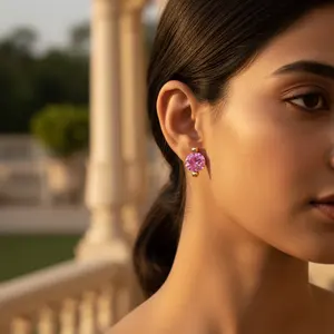 Pendientes Largos de Moda con Baño de Oro Rosa, Blanco y Amarillo con Diamantes para Mujer - Product Image 3