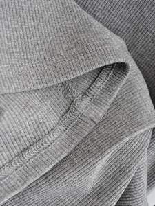 Robe longue en tricot côtelé extensible pour femme, col rond, sexy, moulante, élastique, basique, décontractée, longueur maxi, matière laine - Product Image 3