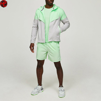 Ensemble short coupe-vent de dernière génération pour hommes, veste et short personnalisés, ensemble short de sport en polyester et nylon avec fermeture éclair pour hommes