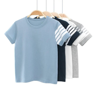 Nouveau modèle T-shirt pour enfants et garçons à manches courtes et à rayures Chemises en tricot de coton pour enfants 100% tissu en coton personnalisé - Product Image 5