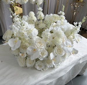 Guirlande <span class=keywords><strong>de</strong></span> roses blanches artificielles <span class=keywords><strong>de</strong></span> 50 cm et 60 cm, petite boule <span class=keywords><strong>de</strong></span> fleurs, centre <span class=keywords><strong>de</strong></span> table pour décoration <span class=keywords><strong>de</strong></span> mariage - Vente chaude - Product Image 6