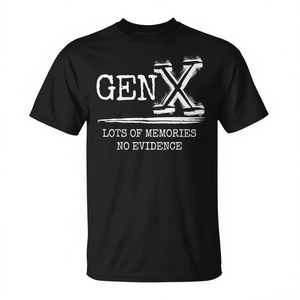 Camiseta Gen X con estampado sarcástico 'Muchas Memorias Sin Prueba' - Camiseta Promocional Sin Prueba - Product Image 2